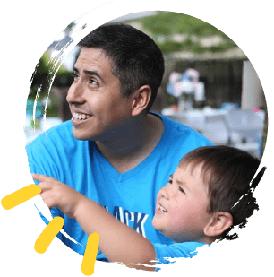 Man smiling with his son