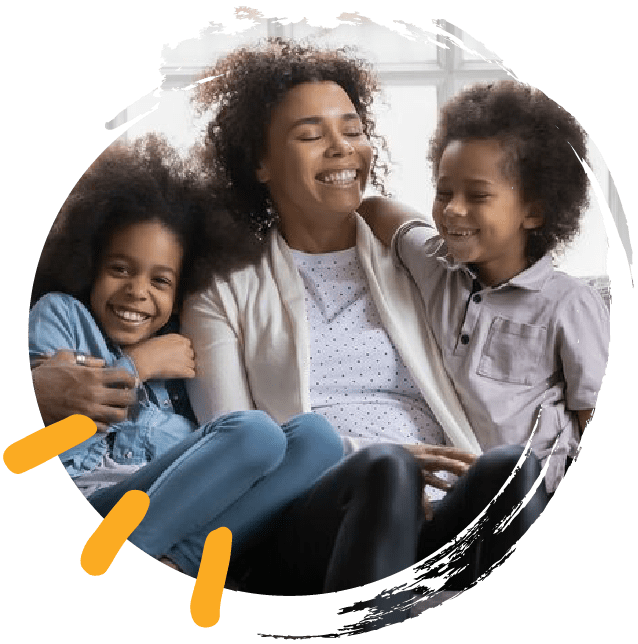 Woman smiling with her children